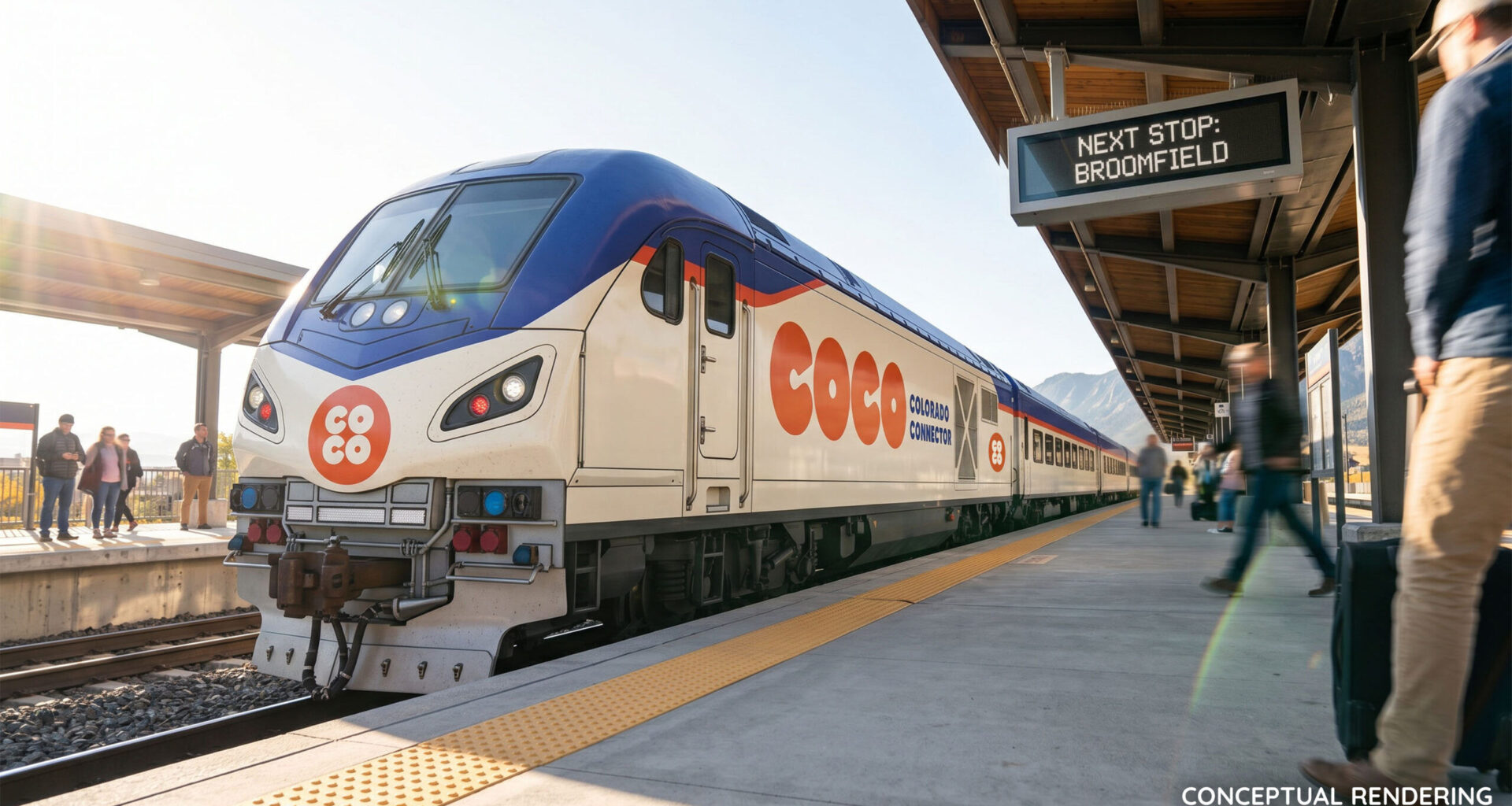 Conceptual rendering of the new CoCo passenger train branding
