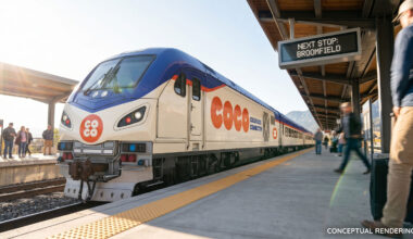 Conceptual rendering of the new CoCo passenger train branding