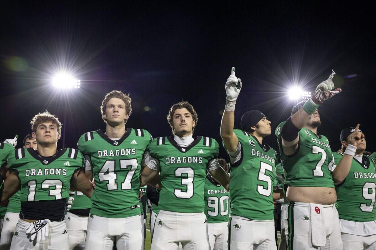 Southlake Carroll celebrates after defeating Keller, 40-28, on Friday, Oct. 16, 2026, at Dragon Stadium in Southlake.