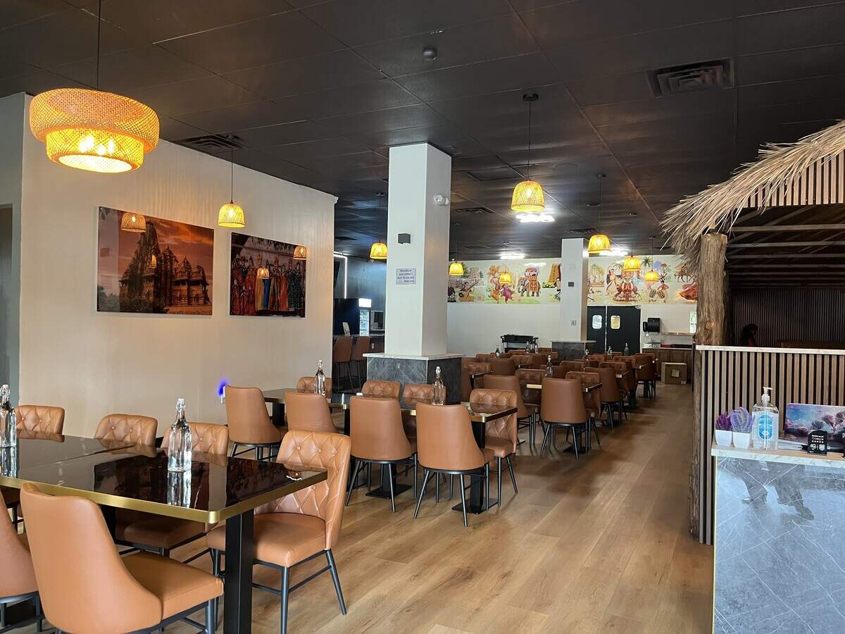 Inside the new dining room of Turmeric Indian Cuisine in Fort Worth at 4608 Bryant Irvin Road.