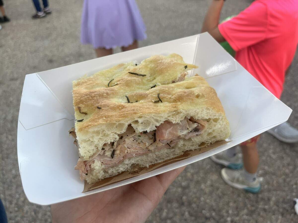 $7 Focaccia alla Porchetta e Salsa Verde from Eataly at the State Fair of Texas on Oct. 15, 2026 in Dallas.