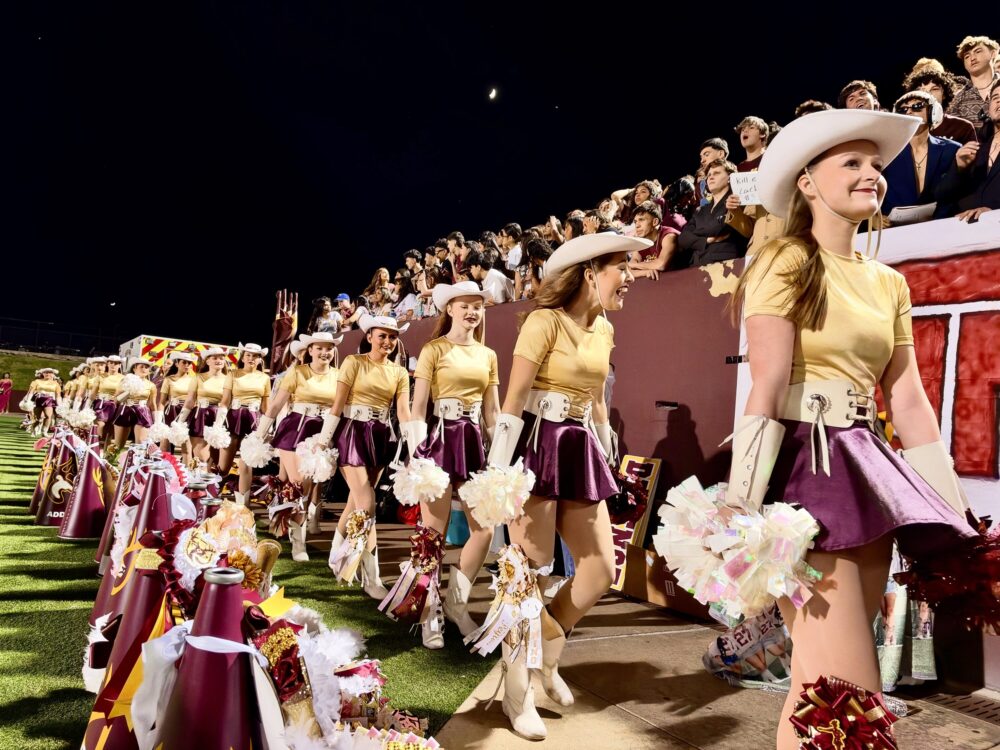 The Deer Park High School dance team walks out to the field for the halftime show. October 16, 2026.