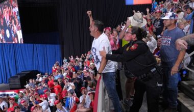 Trump repeatedly interrupted by protesters during rally in Texas