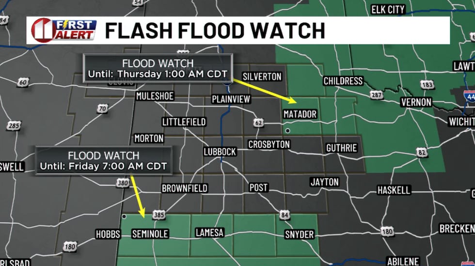 Heavy rainfall may cause localized flooding, especially in the areas highlighted on this map.