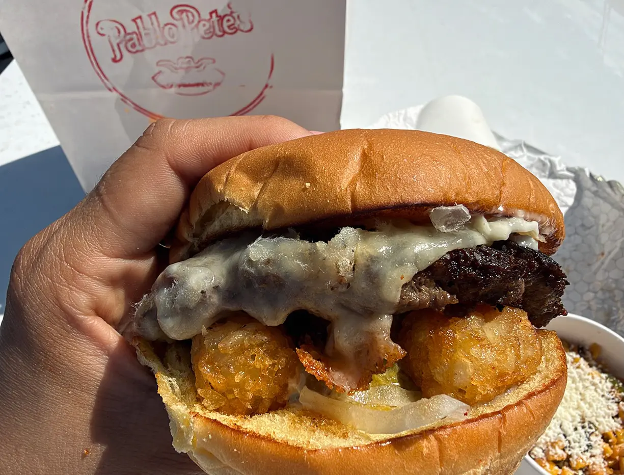 a caviar burger from Pablo Pete's