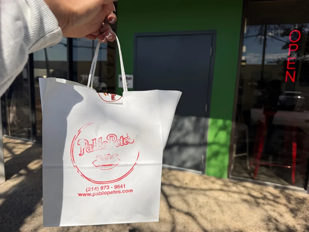 a to-go bag from Pablo Pete's 