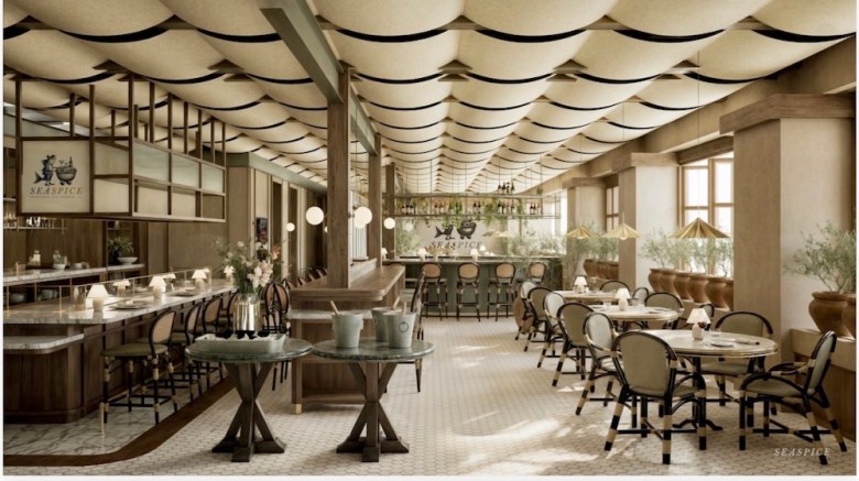 A rendering shows the inside of Gusto Group's forthcoming SeaSpice concept. However ownership says details in the image are subject to change.