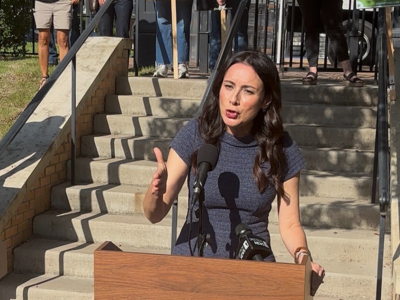 Greg Abbott MIA as Gina Hinojosa shows up to Governor’s Mansion ready to debate