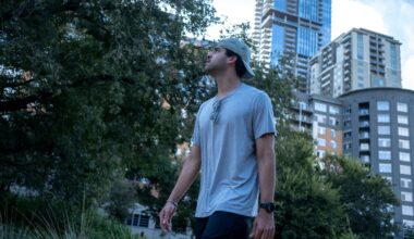 Armando Bisono walks along Lady Bird Lake near downtown Austin.