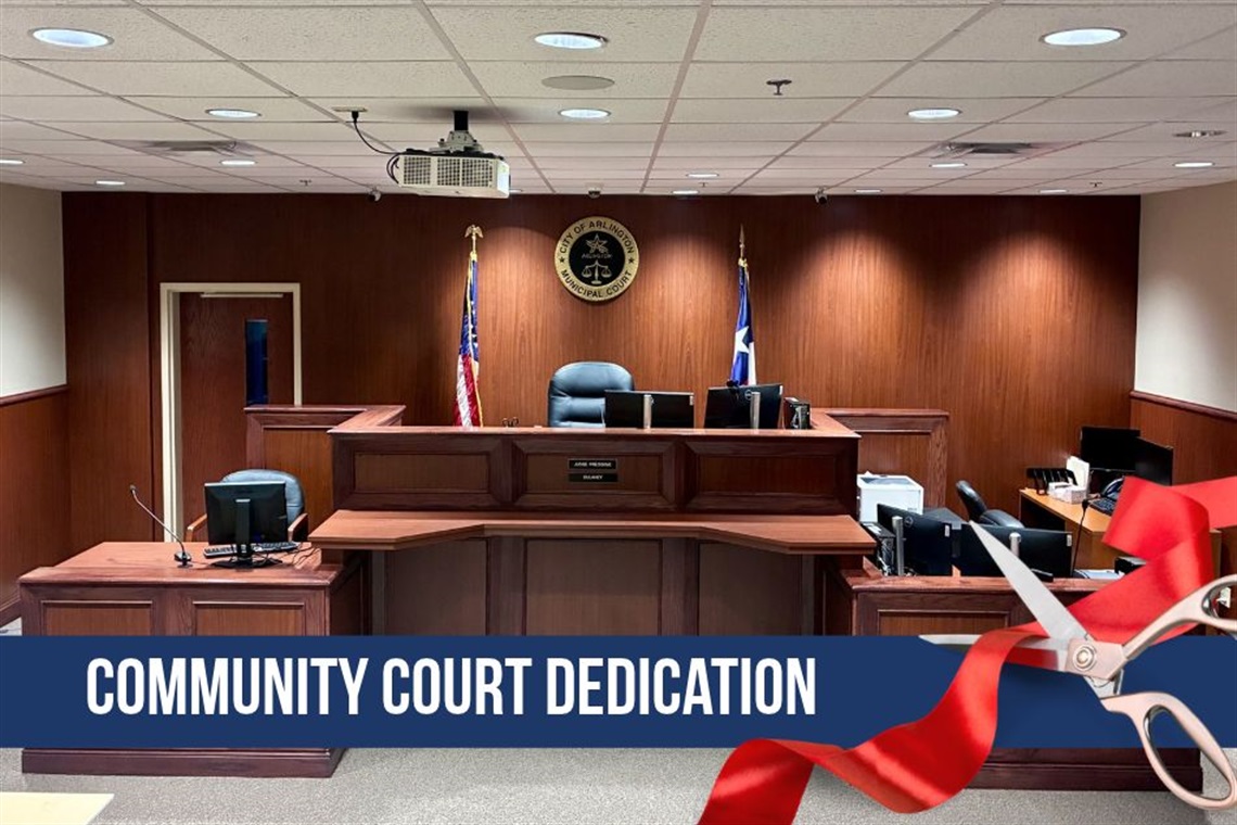 Community Courtroom with a ribbon and a pair of scissors