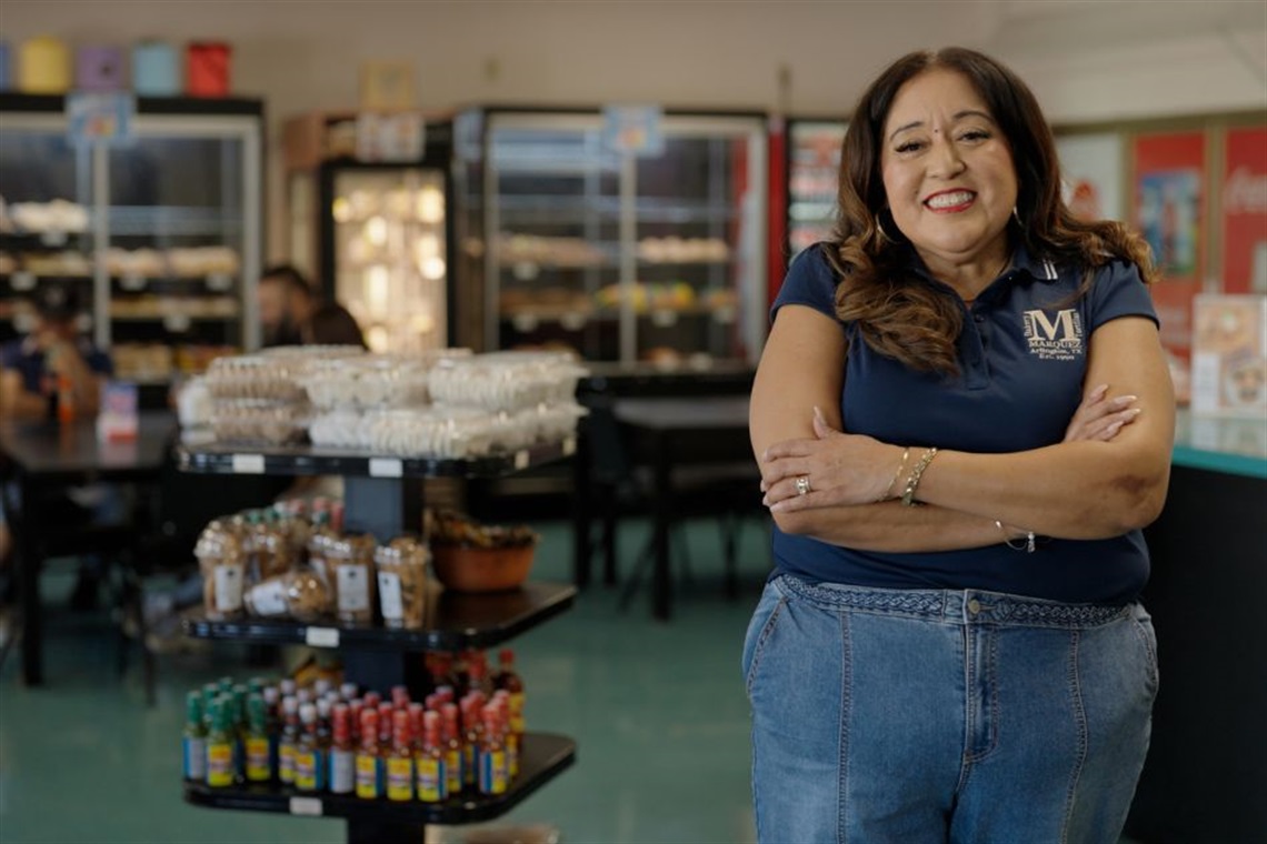 Norma Marquez smiling to the camera