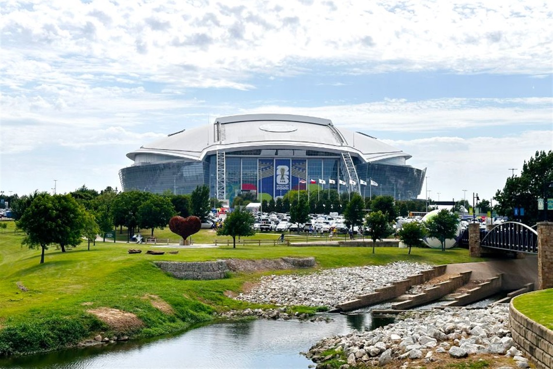 ATT Stadium exterior with FIFA World Cup logo
