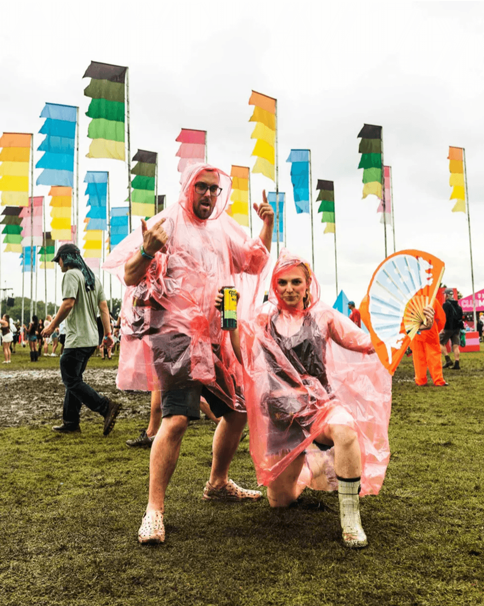 Baylee Tincher and Peter Jones in ponchos