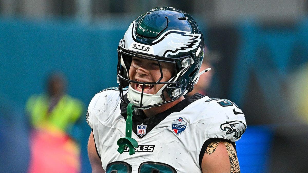 Cooper DeJean of the Philadelphia Eagles looks on during an NFL game in London.