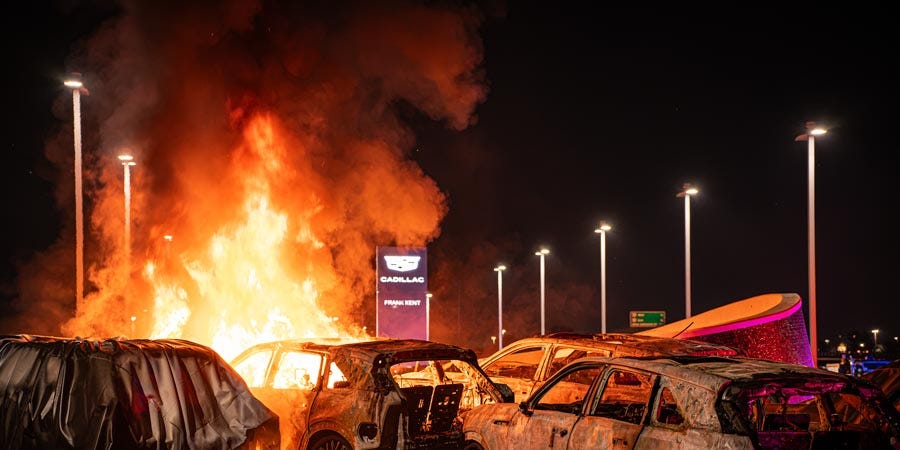 Multiple EVS Burned Overnight in a Fort Worth Cadillac Dealership Fire