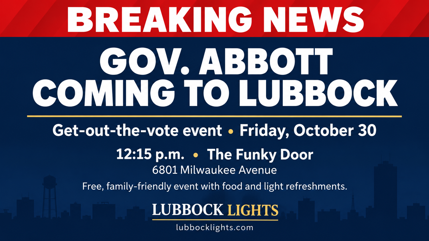 Gov. Abbott coming to Lubbock for October 30 get-out-the-vote event