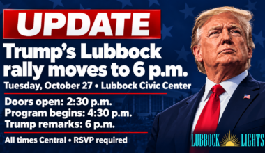 Update: Trump’s Lubbock rally moves to 6 p.m.; doors open at 2:30