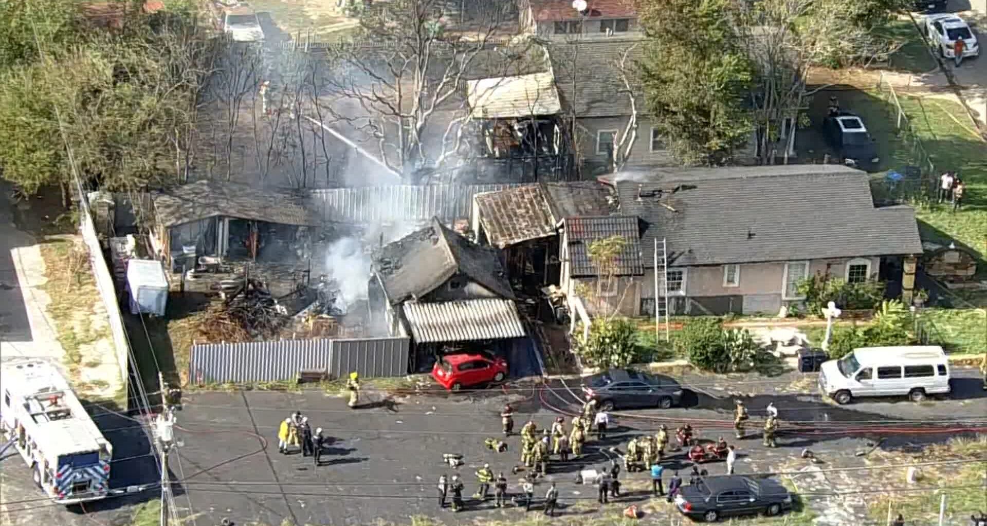 House, 2 sheds catch fire in Fort Worth; 1 person treated at scene, officials say
