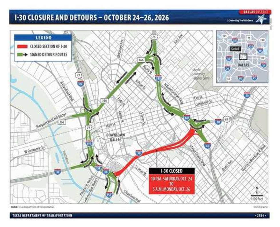 I-30 closures downtown Dallas