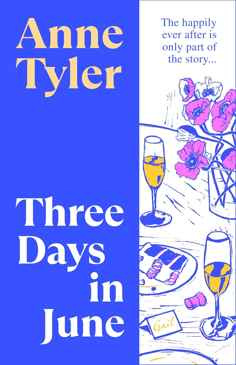 Illustration of book cover for Anne Tyler's *Three Days in June*.