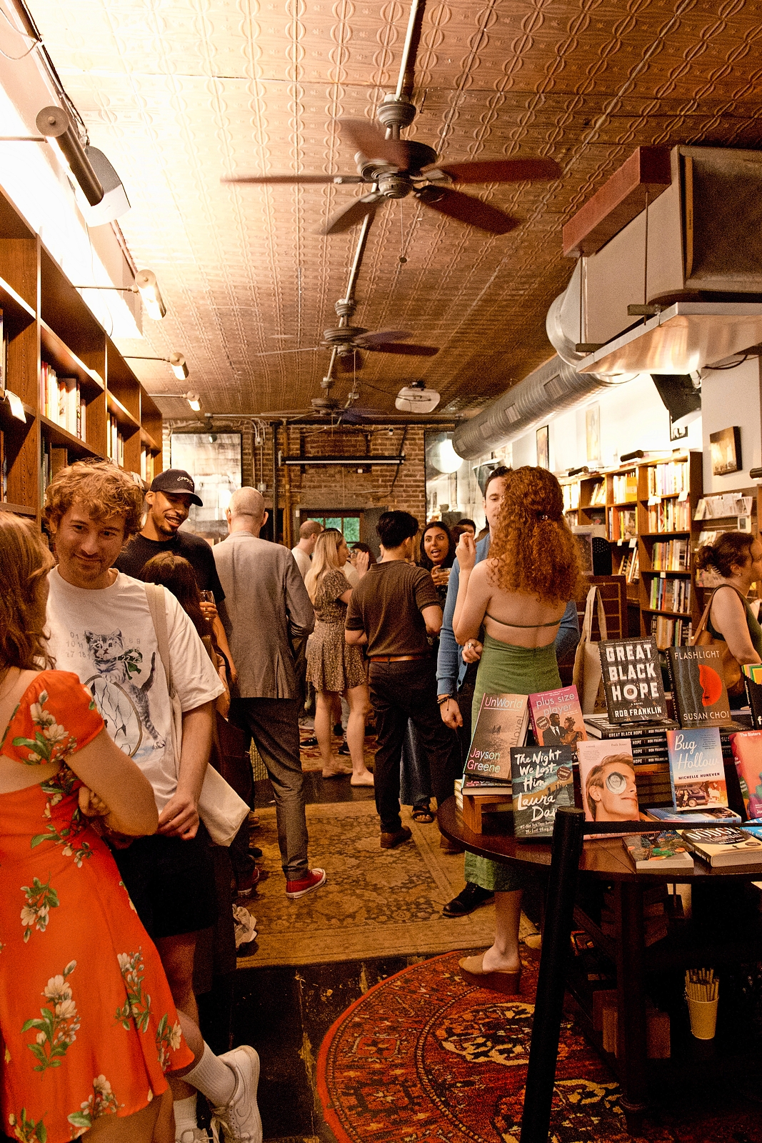 Book club event in a bookstore.
