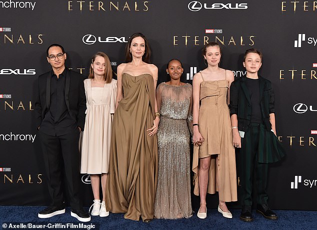 On August 5, Shiloh's famous 49-year-old mother (3-L, pictured in 2021) will celebrate the 24th birthday of her first child, Maddox Chivan Jolie (L), and she and her 61-year-old ex-husband also welcomed Vivienne, 17; and Zahara, 20; Knox, 17; and Pax (not pictured), 21