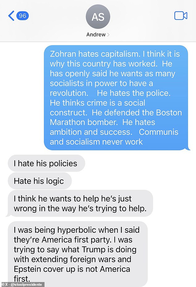 Portnoy shared a text exchange between himself and Schulz in which the comedian criticized Mamdani's economic views. Schulz and Portnoy have been bickering over the candidate