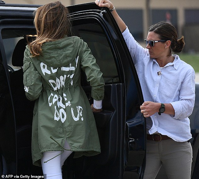 In 2018, Melania made headlines and sparked outrage across the world as she donned a $39 jacket from Zara that read, 'I really don't care, do u?' on its back while on her way to visit children separated from their families at the Mexico border