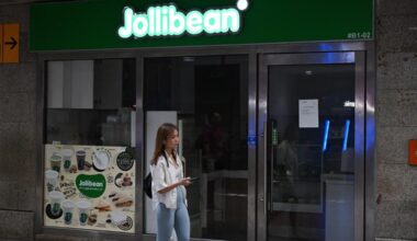 The Jollibean outlet at Lavender MRT station on July 11. The agencies were responding to reports of unpaid salaries and late payments that occurred sporadically since December 2024..