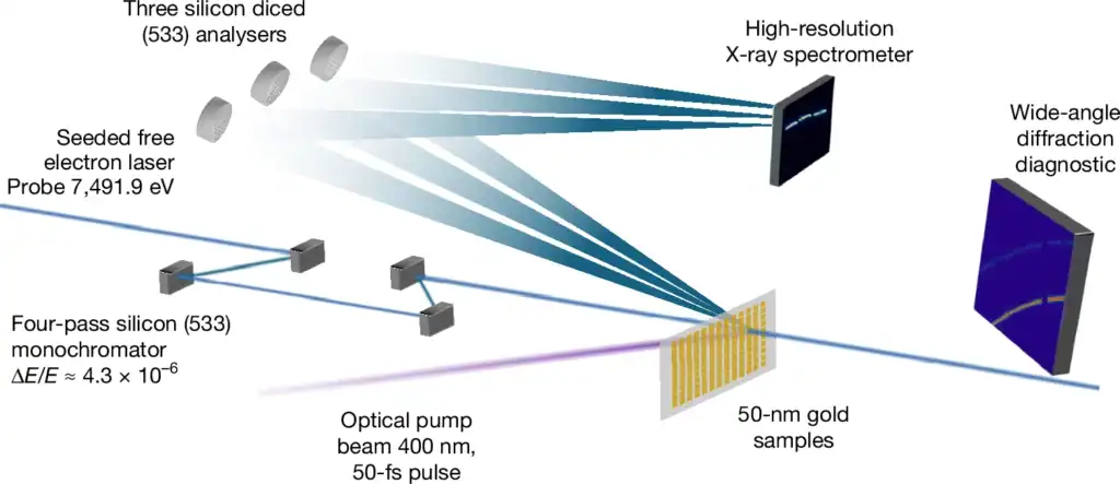 A diagram of the gold heating experiment setup