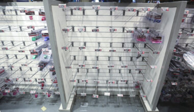 An empty shelf at a store