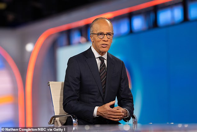 Trump also noted that NBC's viewership is down almost 28% this year, with recent ratings also showing NBC Nightly News has seen a decline of over 600,000 viewers in just four weeks after announcing that night anchor Lester Holt (pictured) would be leaving