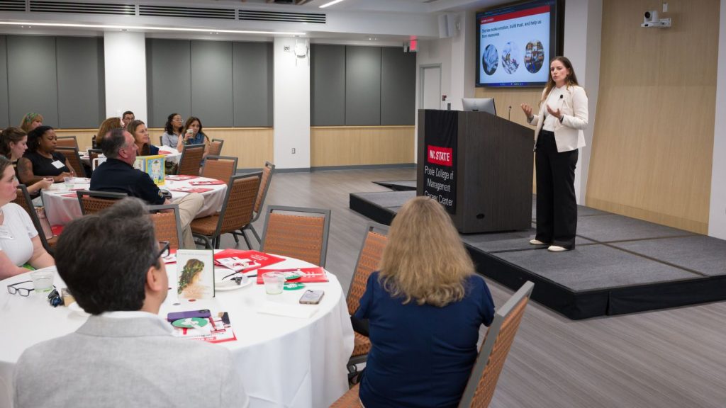 Alysia Baker Eve speaks to a crowd