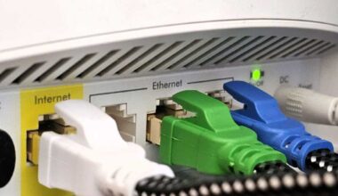 Cat8 Ethernet cables connected to a router