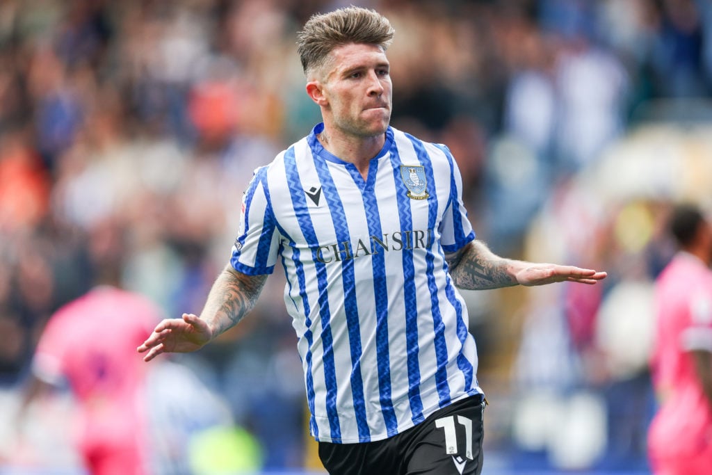 Sheffield Wednesday attacker Josh Windass celebrates against West Bromwich Albion