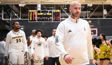 UW-Milwaukee Panthers coach Bart Lundy walks off the court after a 72-64 loss against the Oakland Golden Grizzlies in a Horizon League quarterfinal Thursday, March 6, 2025, at the Klotsche Center in Milwaukee, Wisconsin.