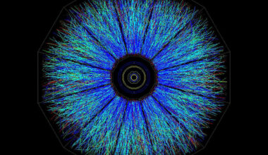 Researchers are probing the secrets of matter by studying collisions like these captured by the STAR detector at the Relativistic Heavy Ion Collider. (Credit : Brookhaven National Laboratory)