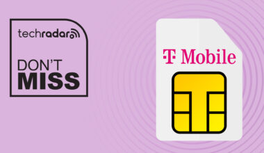 T-Mobile branded sim card on pink background with don't miss text overlay