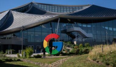 The G logo outside the Google’s Bay View campus in California, US