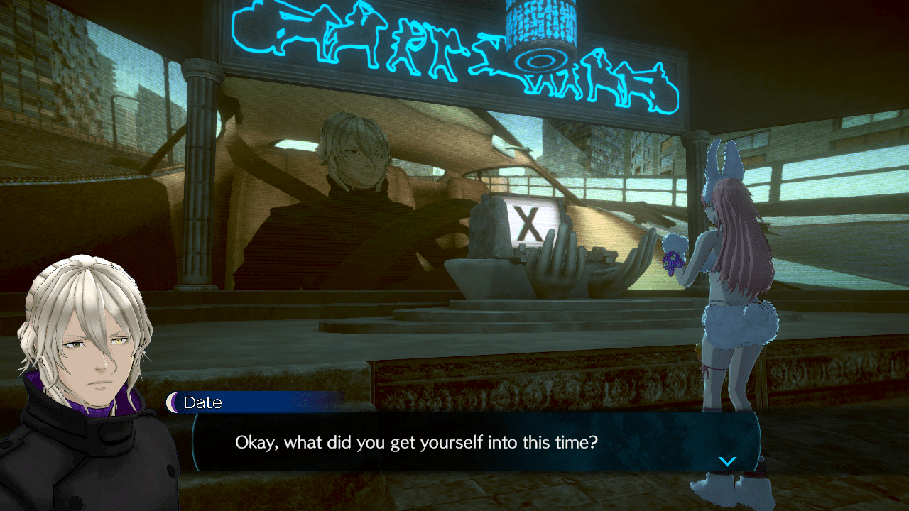 Kaname Date asks Iris what she has gotten herself into via a monitor in No SLeep for Kaname Date.