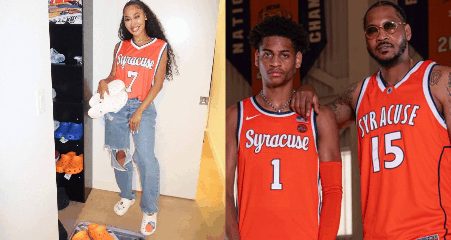 IN PICS: Carmelo Anthony’s Ex-wife La La Dons Syracuse Jersey on Kiyan Anthony’s Move-In Day