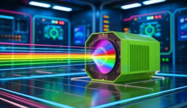Illustration of a revolutionary laser amplifier technology designed to increase data transmission speeds, generated by artificial intelligence.