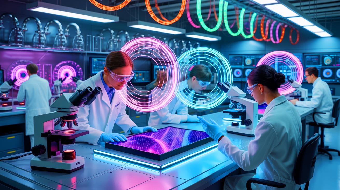 Illustration of the discovery of p-wave magnetism in nickel iodide for spintronic applications, generated by artificial intelligence.