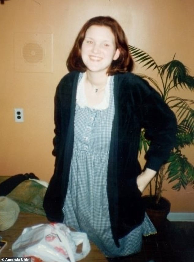 Uhle as a teen in 1995 at a friend's house; if someone was picking her up, she’d wait outside on the street rather than risk them knocking on the door