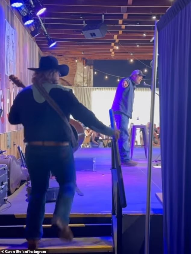 Stefani also posted a video of Shelton proudly introducing his stepson onstage the Doghouse at his bar Ole Red in Tishomingo, OK