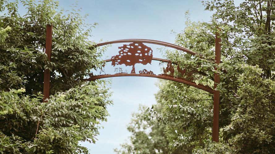 Michael Burns Arboretum arch faraway