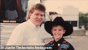 Justin poses with his father Charles Randall Timberlake during his Star Search era