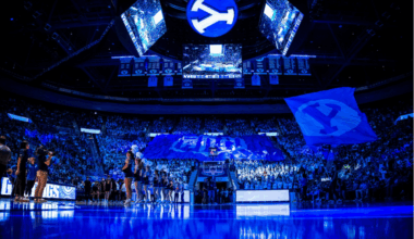 BYU basketball inside the Marriott Center.