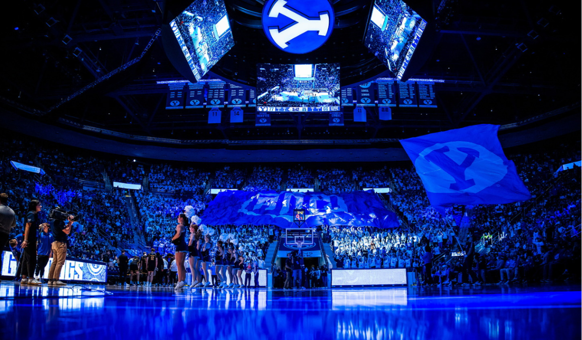 BYU basketball inside the Marriott Center.