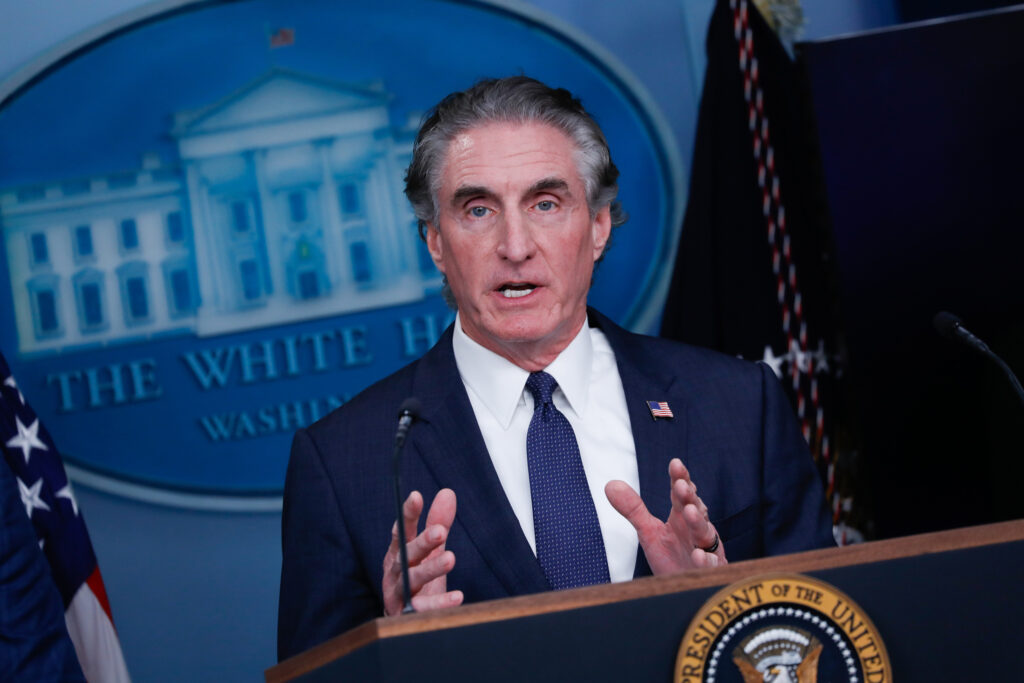 Interior Secretary Doug Burgum speaks during a news conference at the White House on Aug. 11. Credit: Yasin Ozturk/Anadolu via Getty Images
